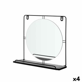 Espejo de pared Negro Metal Madera MDF 33,7 x 30 x 10 cm (4 Unidades)