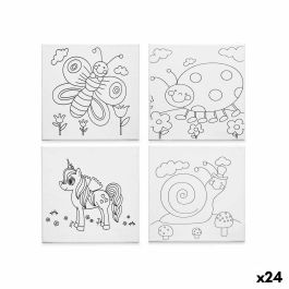 Lienzo Blanco Tela 15 x 15 x 1,5 cm Para pintar Animales (24 Unidades)