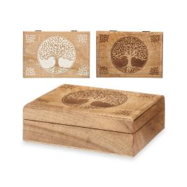 Caja Decorativa Madera de mango 25,5 x 8 x 17,4 cm (6 Unidades) Árbol de la vida