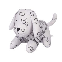 Peluche para Colorear Blanco Negro Tela 13 x 14 x 20 cm Perro (8 Unidades)