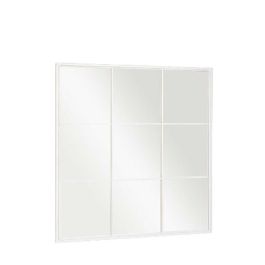 Espejo de pared Blanco Metal Cristal Ventana 90 x 90 x 2 cm