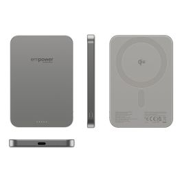 PanzerGlass Empower Bank 5000mAh Cargador Inalámbrico y Rápido con Aluminio Reciclado - Titanio