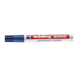 Edding Marcador Permanente 3000 Azul para casi todos los materiales, punta 1.5-3 mm, resistente al agua y roce