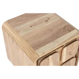 DKD Home Decor Mesita de Noche Moderna Cuadrada de Madera Acacia y MDF Natural 40x50x40 cm con 1 Puerta