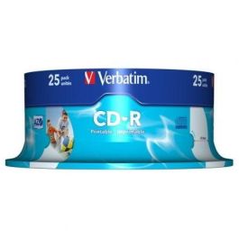 Verbatim Cd-R Azo, 700Mb, 52X, 25 Pack Spindle, Superficie Wide Inkjet Printable 23 118 mm