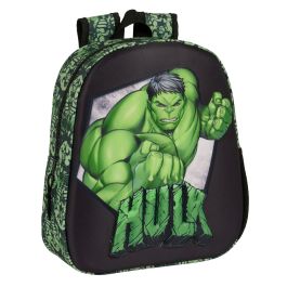 Mochila Infantil 3D Hulk Negro Verde 27 x 33 x 10 cm