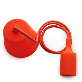 Portalámparas E27 con Cable de Tela, Rosetón PVC, Color Naranja. Ideal para Ambiente Moderno y Minimalista. Fácil Instalación. Precio: 2.6899994. SKU: B1G5ZY3EFA