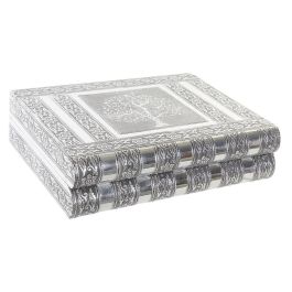 DKD Home Decor Joyero Indio Plateado Natural de Madera y Aluminio 21 x 7.6 x 27.5 cm