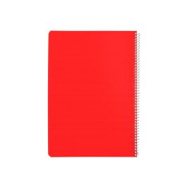 Cuaderno Espiral Liderpapel Din A4 Pautaguia Tapa Plastico80H 90 gr Cuadro Pautado 4 mm Con Margen Color Rojo 5 unidades