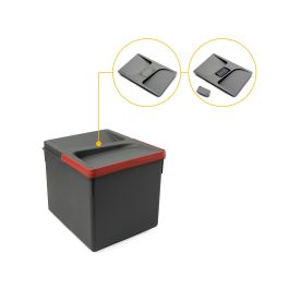 Emuca Contenedores para cajón de cocina Recycle con tapa anti olores, Altura 216mm, 1x12litros, Plástico gris antracita Precio: 20.98999947. SKU: B18JEJLT34