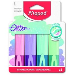 Maped Rotuladores Fluorescentes Peps Pastel con Glitter, Estuche de 4 Unidades, Colores Surtidos Precio: 6.89000015. SKU: B17TN7JRSF