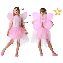 Disfraz Hada Rosa Infantil Niña 7-9 Años Fantasía Polyester Vestido Alas Tocado
