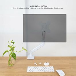TooQ DB1334TNR-W Soporte de Escritorio para Monitor de 13" a 34" con Resorte de Gas, Pinza/Atornillado, 10kg, Blanco