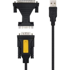 NANO CABLE 10.03.0002 Cable USB a Serie RS232 DB9 Macho, Adaptador DB9/M a DB25/M, 1.8M, Negro