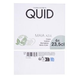 Quid Copa Maia de Vidrio con Relieve Azul 23,5 cL (Pack de 6 Unidades) Apta Lavavajillas y Frigorífico