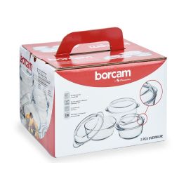 Pasabahce Set 3 Cacerolas Borcam 840 ml, 1450 ml, 2100 ml - Vidrio Borosilicato, 22x11x26 cm (2 Unidades)