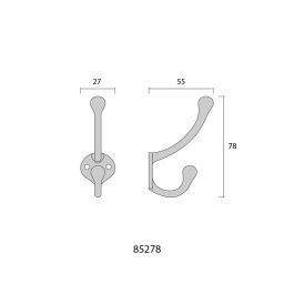 Colgador doble 75 mm de hierro negro