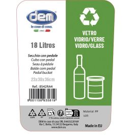 Inde Cubo de basura con pedal 18L Ecoponto de vidrio (5 Unidades)