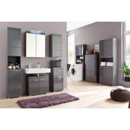 Mueble de baño - TRENDTEAM - Amanda - 2 puertas espejo - Gris - 60x17x77cm