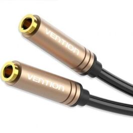 Vention BFABY Cable Extensión Audio Estéreo Jack 3.5mm Hembra a Hembra 30cm Negro Conectores Chapados en Oro Cobre Estañado