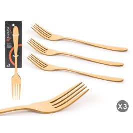 Kinvara Set 3 Tenedores Dorados de Metal, 19 cm, No apto Lavavajillas (36 Unidades) Precio: 67.50000004. SKU: B162J8PEG7