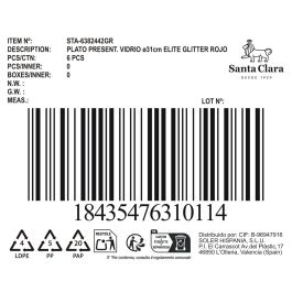 Inde Bajoplato de Vidrio Elite Glit Rojo Sta Clar, Plato Decorativo o Base, 31 cm (6 Unidades)