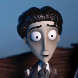SD TOYS Figura La Novia Cadáver Victor Van Dort y Emily en Banco Ataúd 1:10, Detalles Película Tim Burton