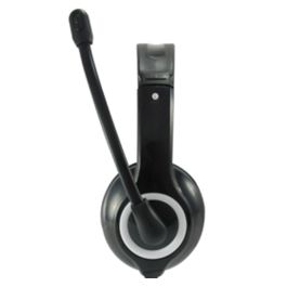 Equip Auriculares de Diadema con Micrófono y Cable Biaural, Plástico Negro