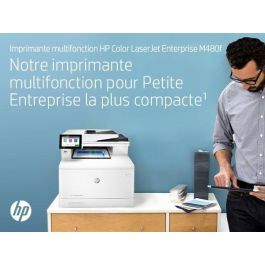 HP Color LaserJet Enterprise M480f - Impresora Multifunción Láser Color con Escáner, Fax, 27 ppm, Duplex, Pantalla Táctil 4.3", 2 GB RAM, HP Sure Start