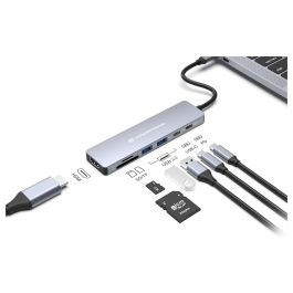 Conceptronic DONN28G Docking Station Gris USB Tipo C HDMI USB-A 5 Gbps SD/MicroSD PD 100W 4K 60Hz