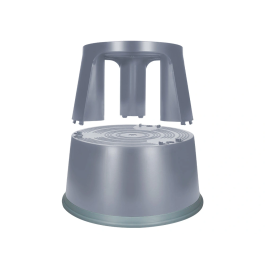 Q-connect Taburete con Ruedas Retráctiles ABS Gris Dos Niveles Soporta 150kg Ø43.5x43cm