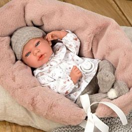 Muñecas Arias Muñeca Elegance Andie Gris con Cojín de Lactancia, Incluye Chupete (Muñeco de Peso) 40 cm