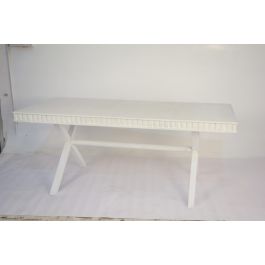 DKD Home Decor Mesa Comedor Moderno Blanco Dorado 90 x 76 x 180 cm