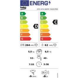 Lavadora - Secadora BEKO HITV8734B0BTR 1400 rpm 8kg / 5kg 60 cm Blanco