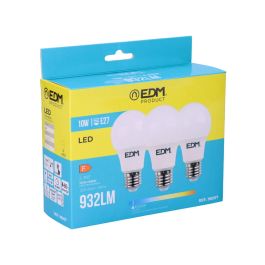 Pack de 3 bombillas LED EDM F 10 W E27 810 Lm Ø 6 x 10,8 cm (6400 K)