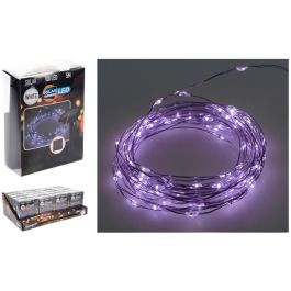 Guirnalda micro led, violeta, 100 leds, solar, 7m.