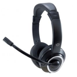 Conceptronic Auriculares Usb Microfono Flexible Control Volumen Negro-Blanco