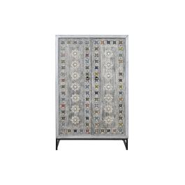 DKD Home Decor Armario Estilo Indio de Mango Hecho a Mano Blanco Gris Multicolor 2 Puertas 2 Estanterías 90x38x150 cm DKD Home Decor Armario Estilo Indio de Mango Hecho a Mano Blanco Gris Multicolor 2 Puertas 2 Estanterías 90x38x150 cm