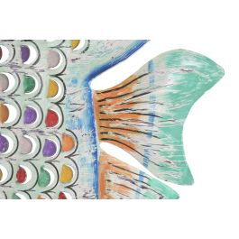 DKD Home Decor Decoración Pared Mediterráneo Azul Multicolor Hierro Pez 37 x 7 x 33 cm (2 Unidades)