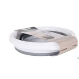 Inde Cubo Plegable 7 Litros, Cubo de Plástico con Asas, 27 x 27 x 23.5 cm, Capacidad 7L, Color Gris (12 Unidades)