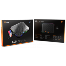 Krom Soporte Refrigerante Portátil NXKROMKOOLER Base Refrigeradora RGB para Portátiles hasta 19" con 6 Ventiladores y Iluminación LED