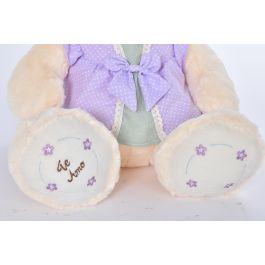 DKD Home Decor Peluche Oso Rosa Lila Beige Poliester 20 x 50 x 42 cm (2 Unidades)