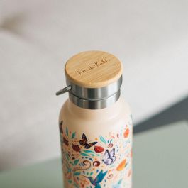 ERIK Botella de Agua Viva la Vida Frida Kahlo, Acero Inoxidable, Doble Capa Térmica, Cierre Hermético Madera, 500ml