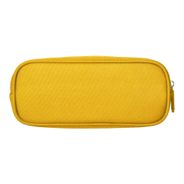 Liderpapel Estuche Portatodo Classic Ovalado con Dos Cremalleras y Bolsillo Delantero, Amarillo, 210x90x60mm