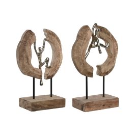 Figura Decorativa Home ESPRIT Marrón Plateado Natural 19 x 9 x 28 cm (2 Unidades) Precio: 61.49999966. SKU: B142XRPDC9