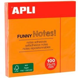 Apli Bloc Notas Adhesivas Funny Reposicionables 100H 75x75 Naranja Fluorescente Pack 12 Ud Precio: 9.5468997701. SKU: B136XD5QHN