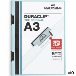 Carpeta Portafolios Durable Duraclip 60 Azul Transparente A3 (10 Unidades) Precio: 51.49999943. SKU: S8421153