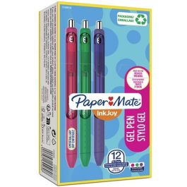 Bolígrafo de gel Paper Mate Inkjoy TK12 Verde Morado Rosa 0,7 mm (12 Unidades)