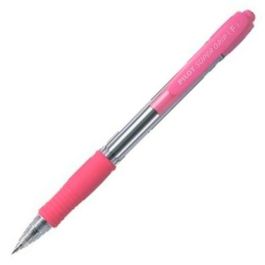 Boligrafo Pilot Super Grip Rosa Retractil Sujecion De Caucho Tinta Base De Aceite 12 unidades