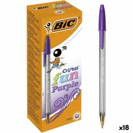 Set de Bolígrafos Bic Cristal Fun Púrpura 1,6 mm (18 Unidades)